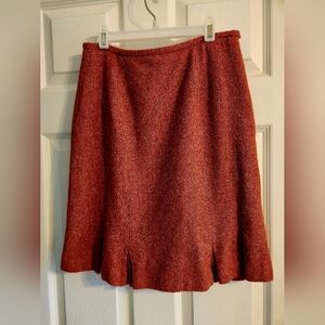 Talbots Vibrant Red Wool Blend A-Line Skirt
